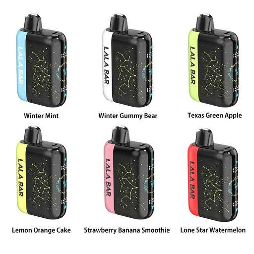 Lala Bar Vibe 40K Disposable Vape with 40,000 puffs and 20ml e-liquid, featuring a rechargeable 800mAh battery for long-lasting vaping