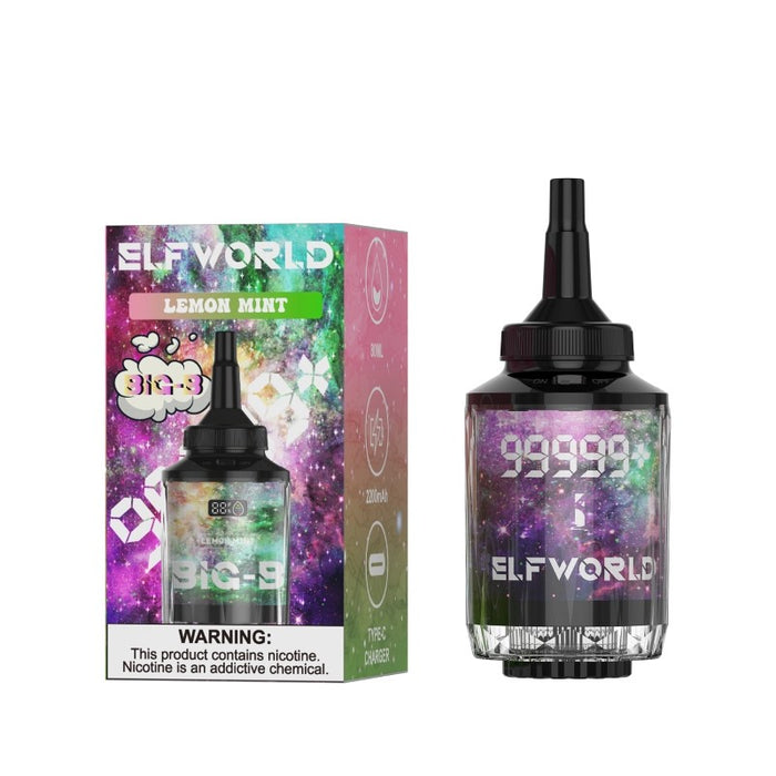 Elfworld Big-B disposable e-hookah with smart display screen and LED breathing light