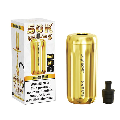 Heybar E-Hookah 50K Disposable Vape kit with up to 50,000 puffs for long-lasting vaping.