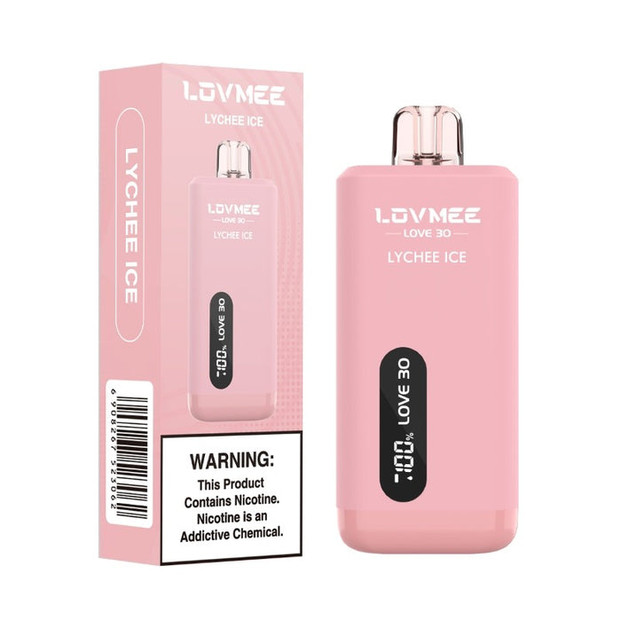 Draw-activated LOVMEE Love 30K disposable vape for easy mouth-to-lung vaping.