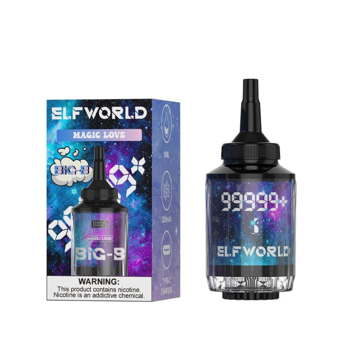 Elfworld Big-B 99999 rechargeable disposable vape with 2200mAh battery and airflow control