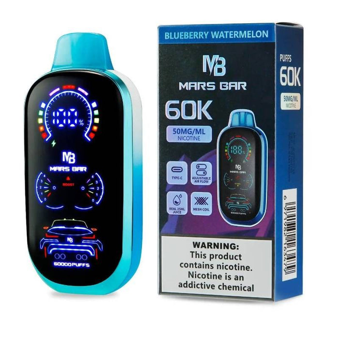 Mars Bar 60000 Disposable Kit with 25ml prefilled e-liquid and 5% nicotine strength.
