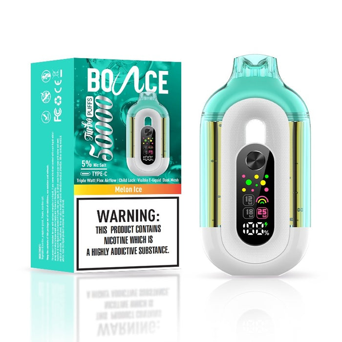 Experience superior airflow control with Bounce Turbo 50K disposable, designed for an optimized vaping session.