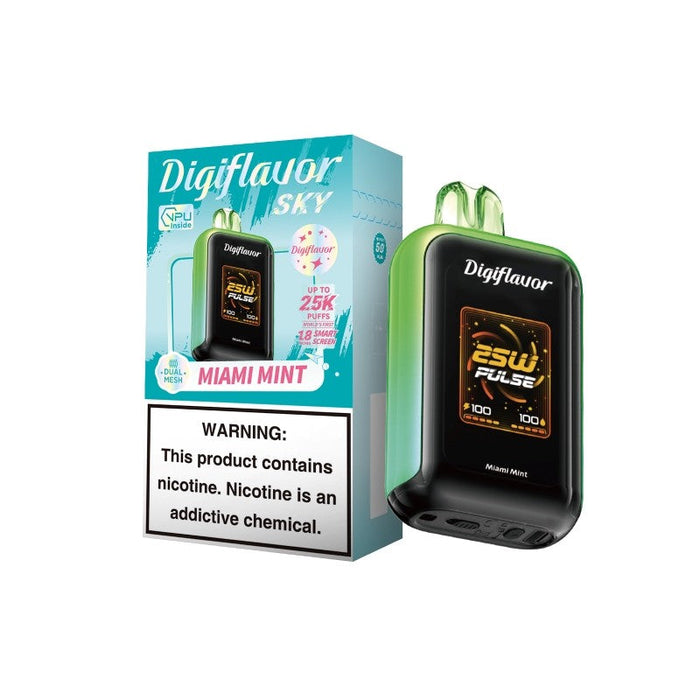 Digiflavor Sky 25K Disposable Vape – Featuring dual mesh coils, 5% nicotine strength, and 25,000 puffs. Perfect for on-the-go vaping. Shop at VapeNear.