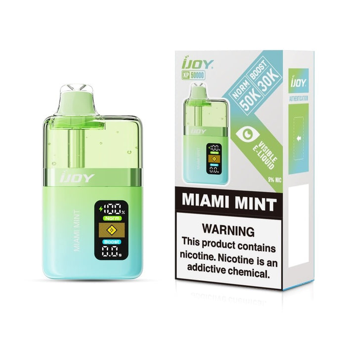 iJOY XP50000 disposable vape 5% nicotine strength with large 20ml pre-filled e-liquid.