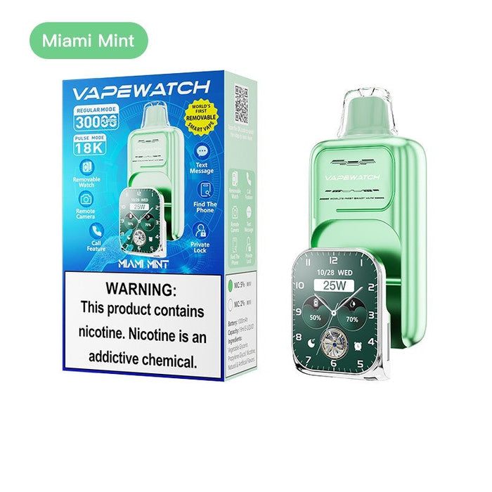 Premium JNR VapeWatch 30K disposable vape with rechargeable battery and customizable settings.