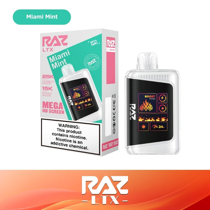 RAZ LTX 25K Disposable Vape with a digital display for real-time vaping data.