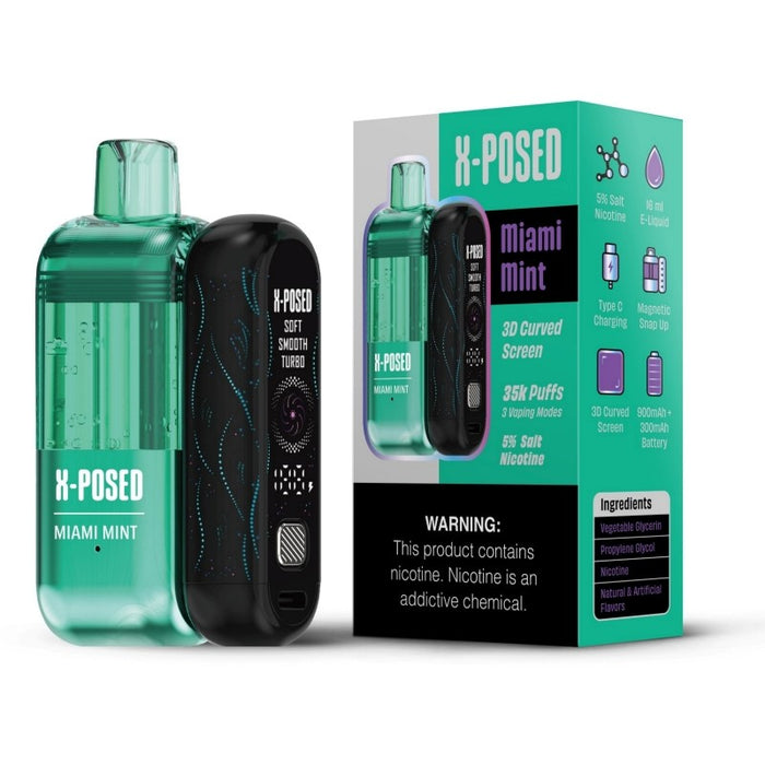 Adjustable nicotine strength 5% in X-Posed 35K disposable vape kit.