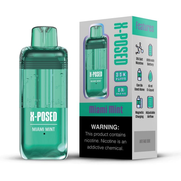 High-capacity X-Posed 35K vape pod with magnetic connection for secure attachment.