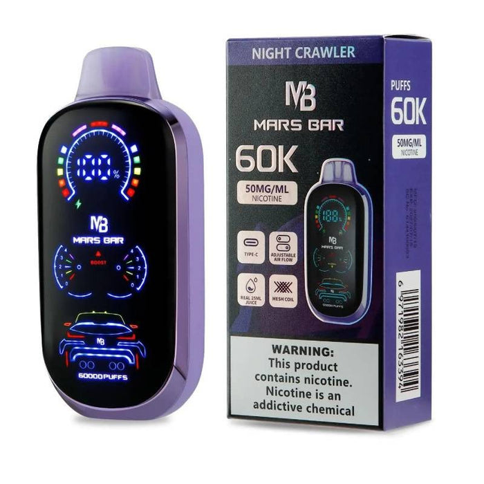 Mars Bar 60000 puff disposable vape device in Dragon Melon flavor for rich fruit vaping.