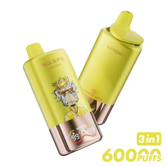 WASPE 60K disposable vape with digital display for battery life and e-liquid level