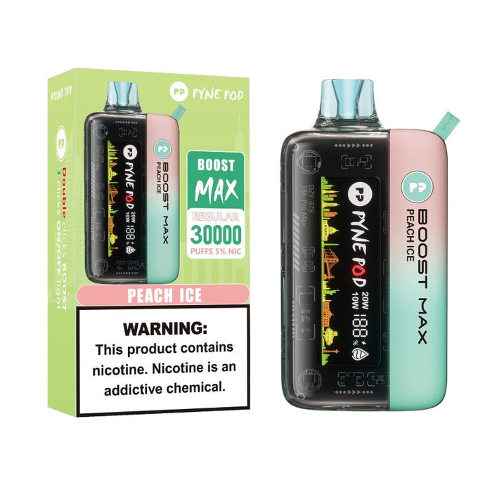 Pyne Pod Boost Max 30K Kit – A disposable vape with 30,000 puffs, customizable airflow, and 10 flavor options. Find the best deals at VapeNear.