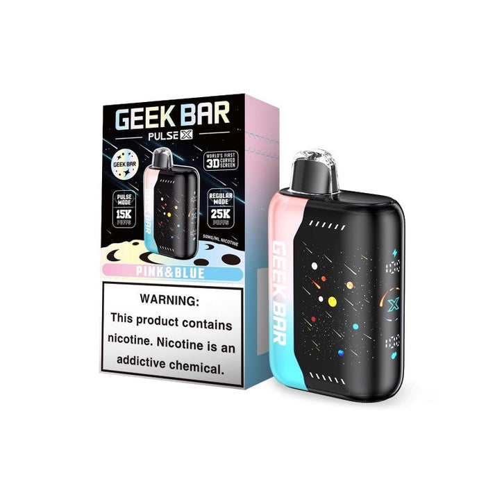 Rechargeable Geek Bar Pulse X 25K Meteor Edition disposable vape with USB-C charging for extended use. Get yours today at VapeNear—your trusted vape retailer.