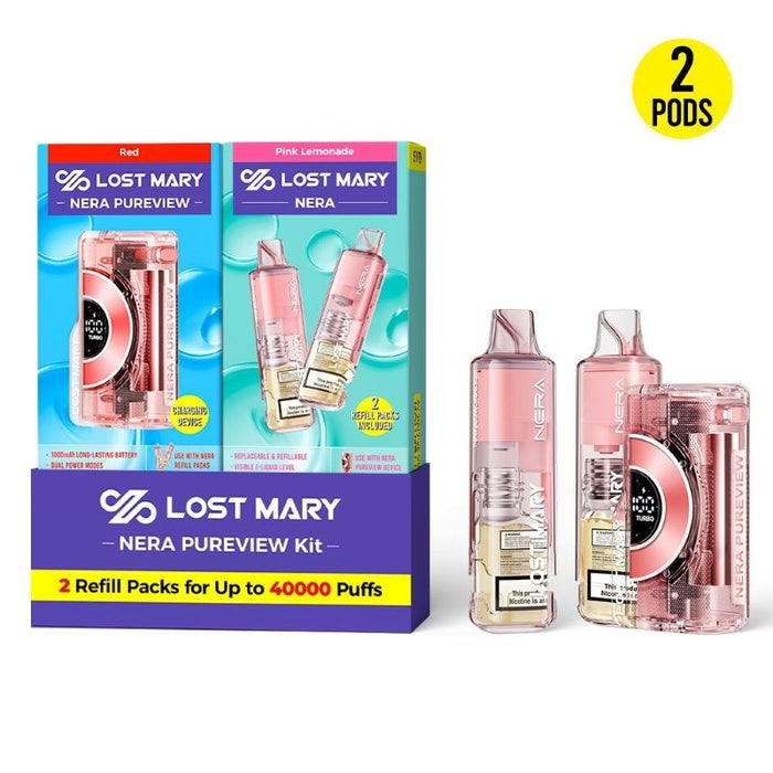 Lost Mary Pureview 40K vape with two replaceable pods for long-lasting performance.