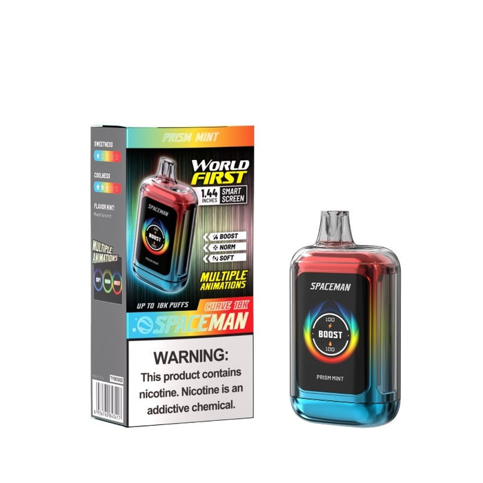 Spaceman Curve 18K Vape – Featuring dual mesh coils, a digital display, and Type-C charging. Perfect for long-lasting vaping. Explore at VapeNear.