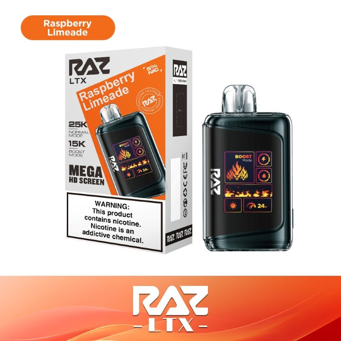 RAZ LTX 25K Disposable Vape with Boost Mode for enhanced vapor production and flavor.