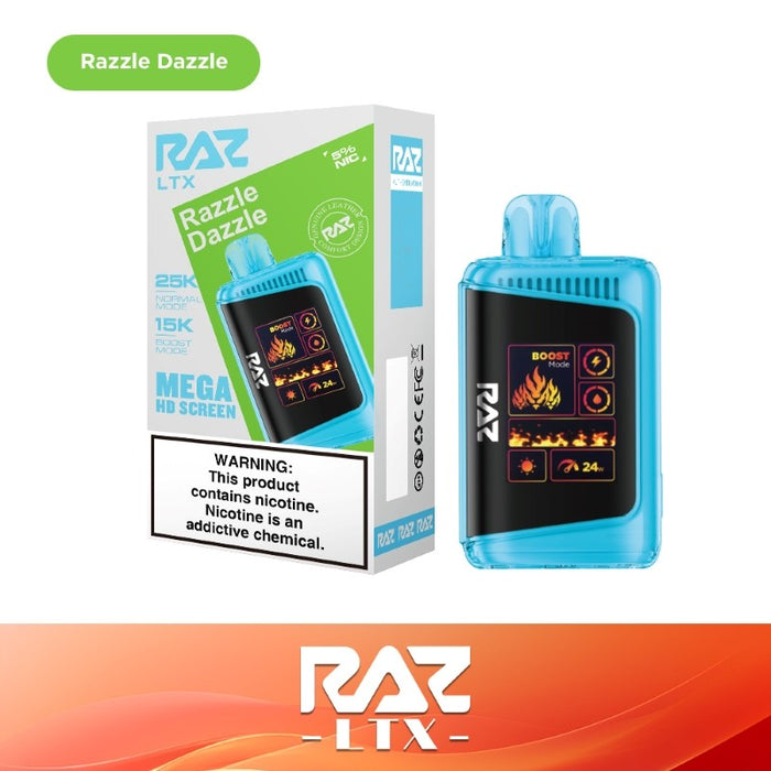 RAZ LTX 25K Disposable Vape with 25,000 puffs, perfect for all-day vaping.