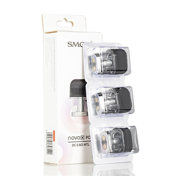 Authentic SMOK Novo X replacement pods packaged in original boxes for guaranteed quality. Enjoy reliable performance at VapeNear.