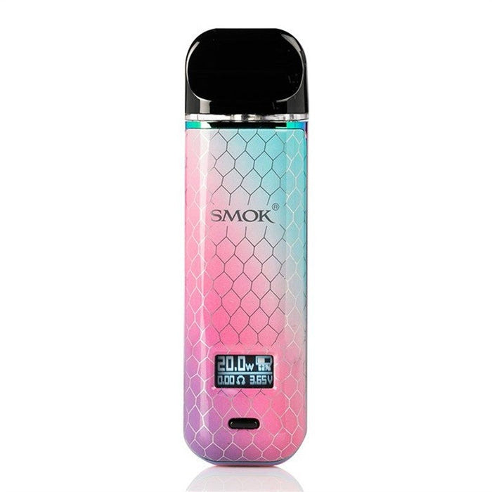 Stylish SMOK Novo X pod system with a vibrant LED screen showing wattage and battery life. Shop premium pod systems at VapeNear.com."
