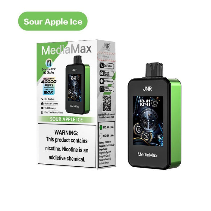 JNR Mediamax 40000 Disposable Vape – a compact, high-capacity device with 40,000 puffs and rich flavors, now available at VapeNear Online Vape Shop.