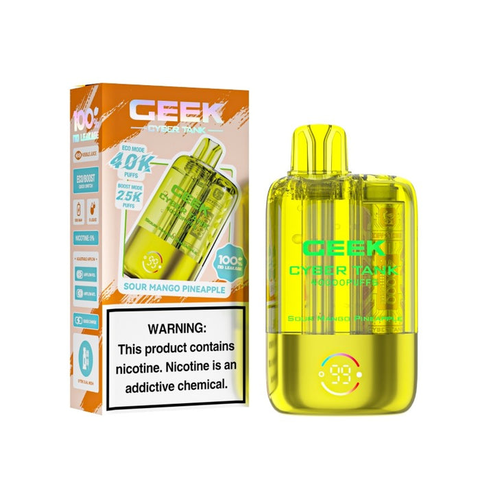 Ceek Cyber Visible Tank 40K with hidden display screen showing battery life and vape mode – VapeNearShop