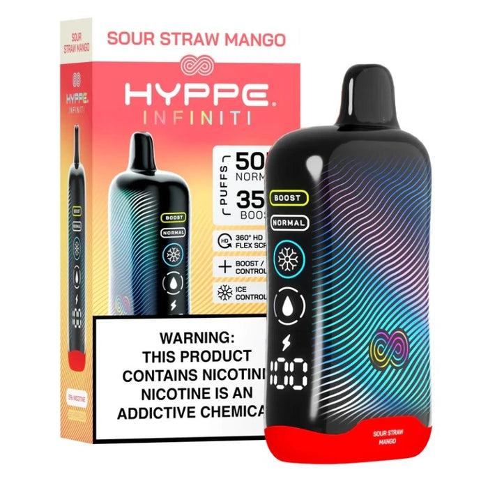 Shop Hyppe Infiniti 50K vape with 5% nicotine salt strength and smooth throat hit.