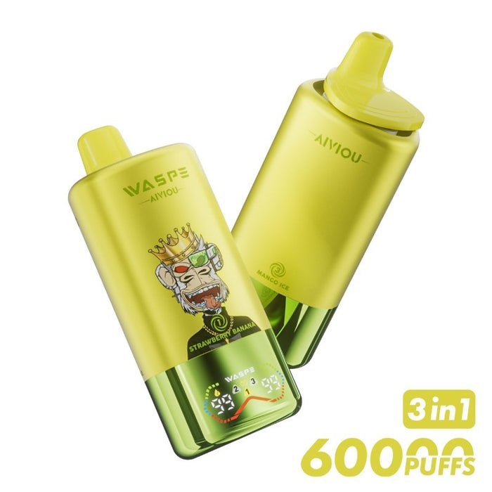 Multi-flavor WASPE 60K disposable vape kit with rechargeable 650mAh battery