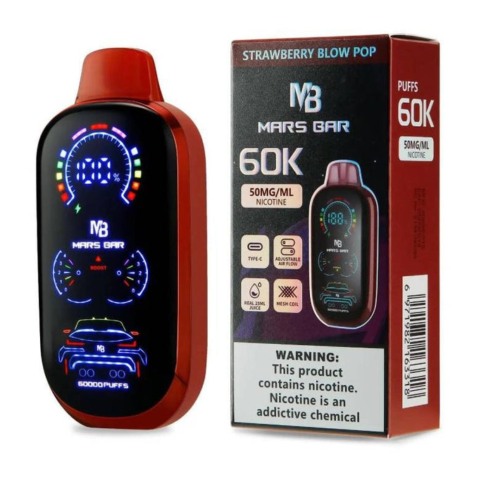 Mars Bar 60000 puff vape kit in Strawberry Kiwi flavor for smooth fruity clouds.