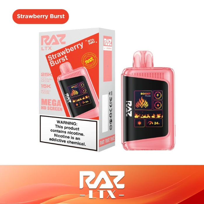 RAZ LTX 25K Disposable Vape with USB Type-C charging port for fast power-ups.