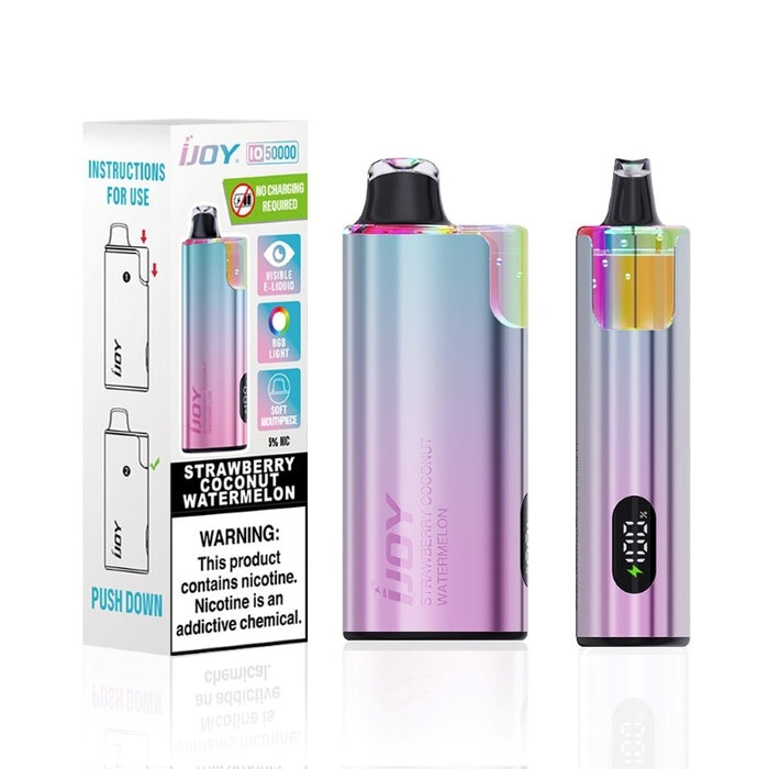 iJOY IO50000 disposable vape with 5% nicotine strength and multiple fruit and ice flavors