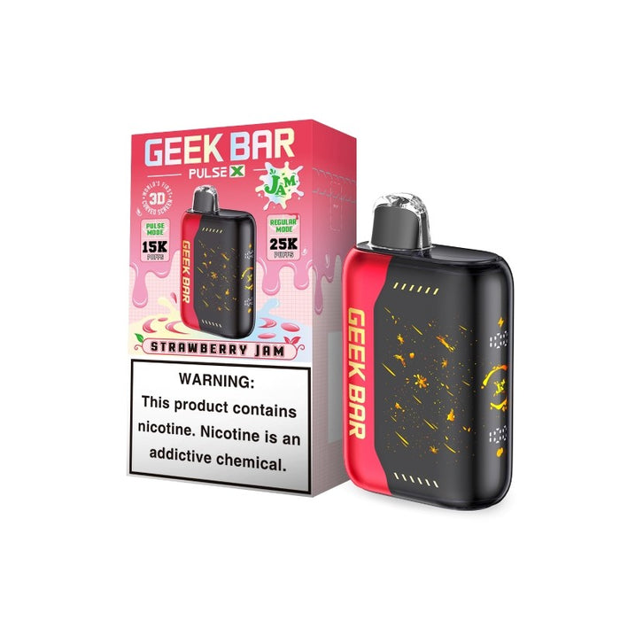 Geek Bar Pulse X 25K Jam Edition with 5% Nicotine Strength and 3D Curved Screen for Enhanced Vaping Experience at VapeNear