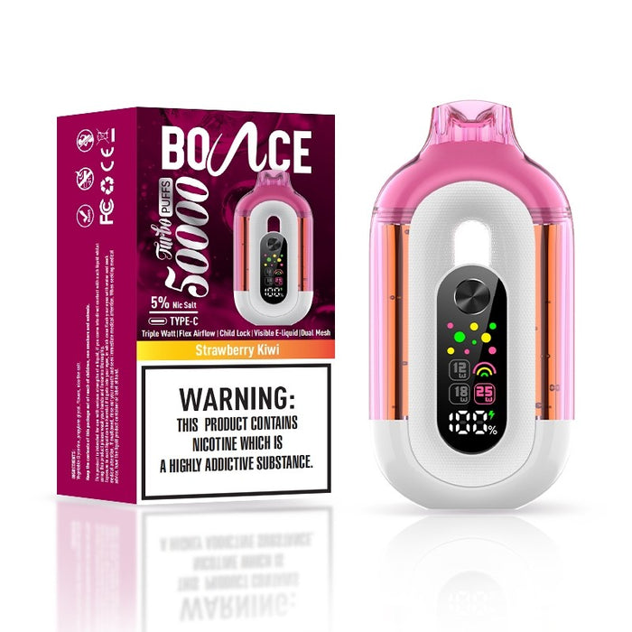 Bounce Turbo 50K disposable vape with transparent pod design for easy e-liquid level tracking.