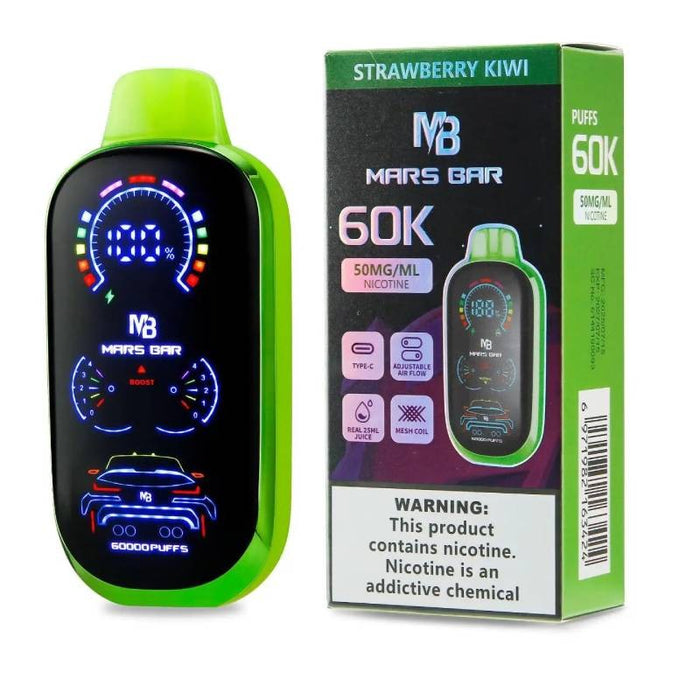 Mars Bar 60000 puff rechargeable disposable vape in Mexican Mango tropical flavor.