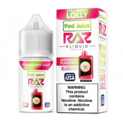Discover Pod Juice Raz E-Juice 30ml at VapeNear, featuring a 30ml bottle, rich flavors, and a smooth nicotine salt formula for pod systems.