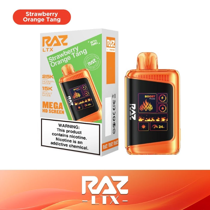 RAZ LTX 25K Disposable Vape with adjustable brightness for personalized screen settings.