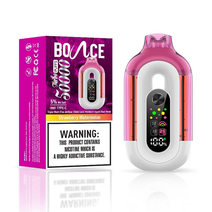 Bounce Turbo 50K disposable vape with draw-activated system for effortless, button-free vaping.