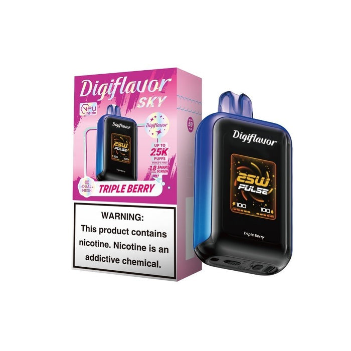 Digiflavor Sky 25K Vape – A stylish disposable vape with 5% nicotine strength, dual mesh coils, and customizable airflow. Find the best deals at VapeNear.