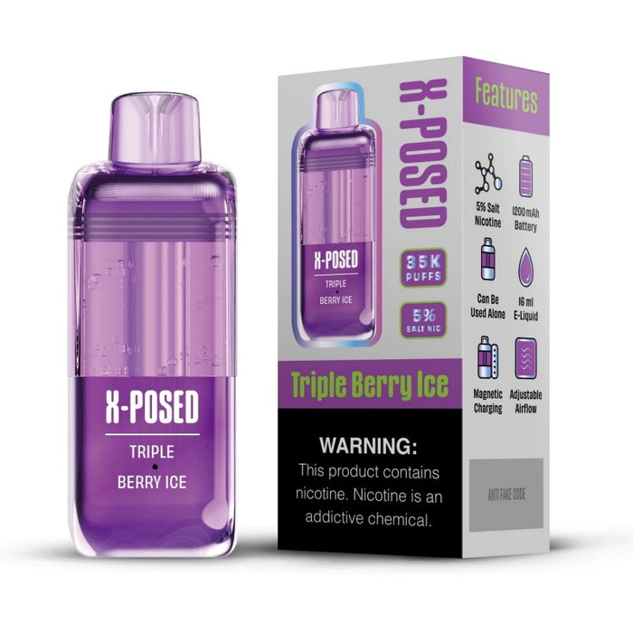 X-Posed 35K pod device for long-lasting vaping sessions with bold fruity flavors