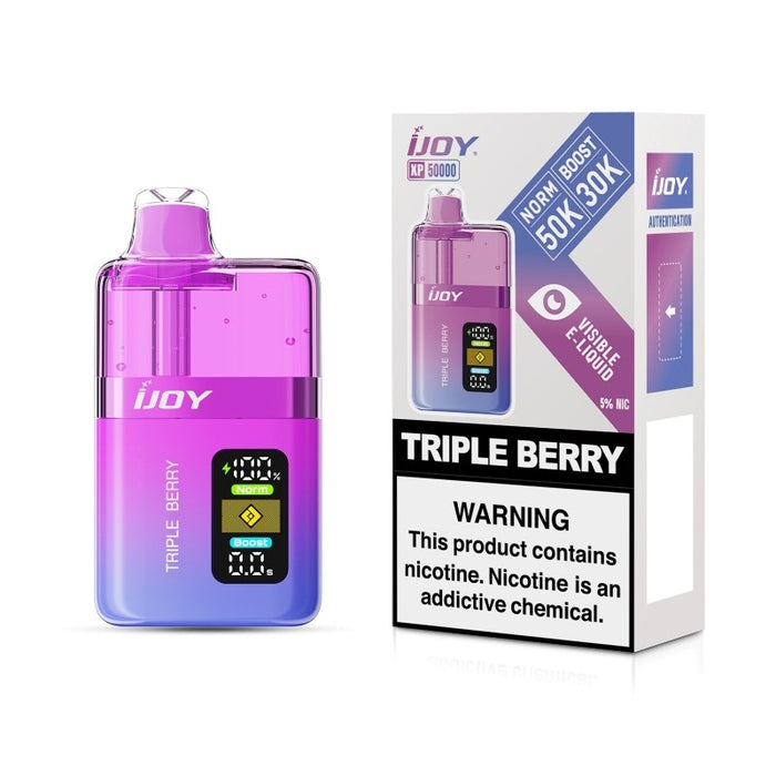 iJOY XP50000 disposable vape delivering smooth clouds and intense flavor with mesh coils