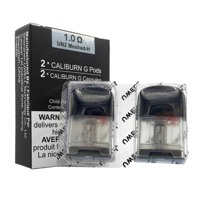 Authentic Uwell Caliburn G replacement pods packaged in original boxes for guaranteed quality. Enjoy reliable performance at VapeNear.