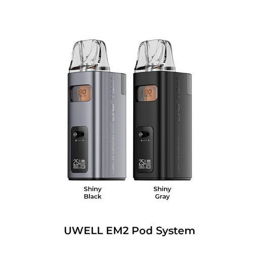 Compact Uwell EM2 40W pod vape kit with fast Type-C charging and anti-leak pod cartridges