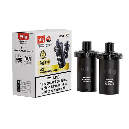 VFLY Super DTL 40K Disposable Pod Vanilla Caramel Tobacco flavor for smooth DTL vaping.