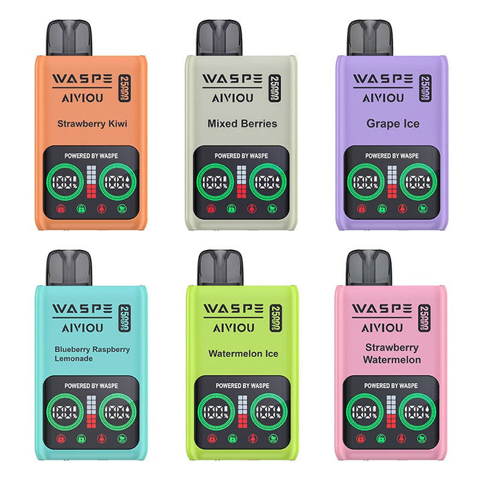 Waspe 25000 Disposable Vape with 25,000 puffs and 5-25ml e-liquid capacity, available at VapeNear.