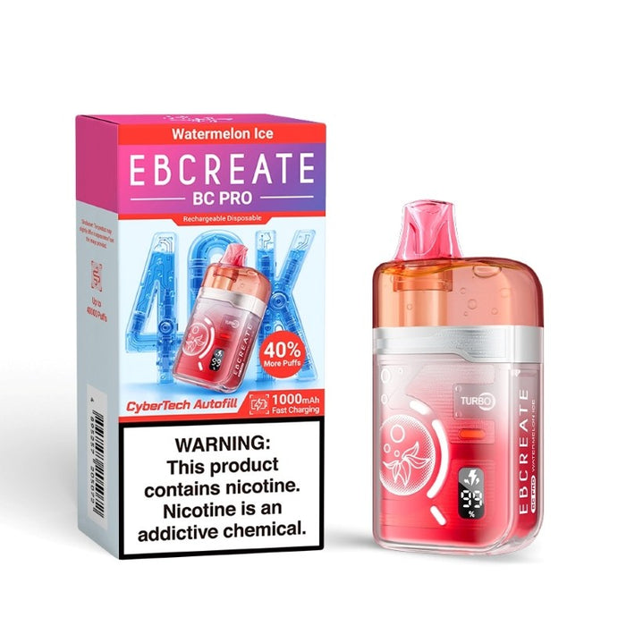 High-capacity EBCREATE BC Pro 40K disposable vape with 19ml pre-filled vape juice.