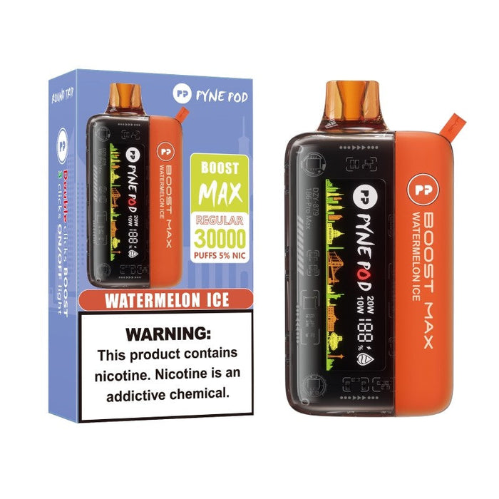 Pyne Pod Boost Max 30K Disposable – Enjoy 30,000 puffs, Type-C charging, and customizable airflow. Perfect for MTL vaping. Shop at VapeNear.