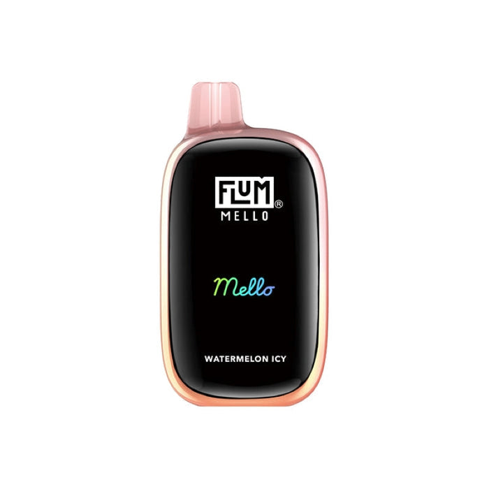Compact Flum Mello 20000 disposable vape with a vibrant LED screen showing battery life and puff count. Shop premium disposables at VapeNear.com.