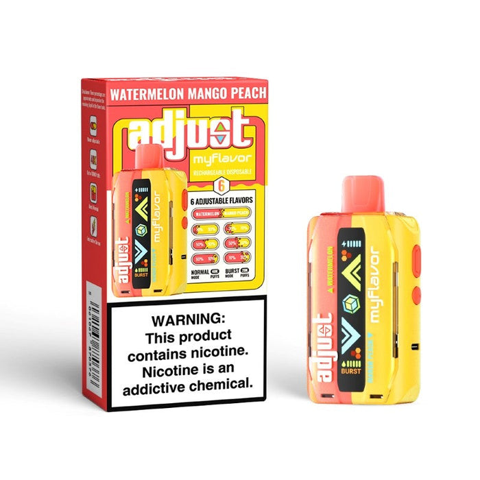 Eye-catching Adjust MyFlavor 40000 disposable vape available in multiple colors. Upgrade your vaping experience with VapeNear’s best selection.
