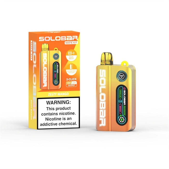Solobar Mate 35K draw-activated disposable vape with colorful display screen